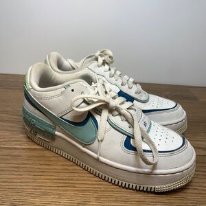 Nike Air Force 1 Shadow Shoes DZ1847-101 White Blue Teal Women's 8 Sneakers